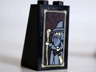 Lego Slope 75 2 x 2 x 3 - Solid Studs with Portrait of Gandalf the Grey Pattern (Sticker) - Set 10237