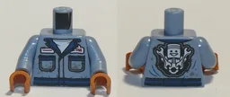 Torso Coveralls, Dirty Pockets, Face with Wrenches on Back Pattern / Sand Blue Arms / Dark Orange Hands