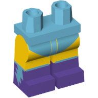 Lego Hips with Yellow Legs and Dark Purple Boots Pattern with Medium Azure Swimsuit and Lightning Bolts Print / Medium Azure