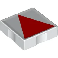 Duplo Tile 2 x 2 with Shape Red Isosceles Triangle Print / White