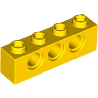 Technic Brick 1 x 4 [3 Pin Holes] / Yellow