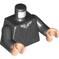 Lego Torso Jacket, Dark Bluish Grey Sweater, White Shirt print, Black Arms, Light Nougat Hands / Black