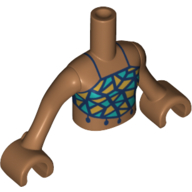 Lego Minidoll Torso Girl with Short Shirt Blue Lines, Azure Patches / Medium Nougat