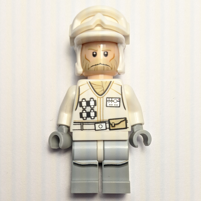 Lego Rebel Trooper in Hoth Uniform, White Hat, White Jacket, Tan Beard, No Backpack