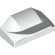 Brick Wedged, Curved 1 x 2 x 2/3 No Studs, Wing End / White