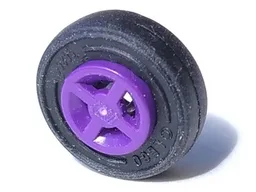 Wheel 8mm D. x 6mm with Black Tire 14mm D. x 4mm Smooth Small Single (4624 / 3139) / Dark Purple