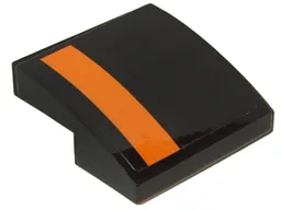 Slope, Curved 2 x 2 x 2/3 with Orange Stripe on Right Edge on Black Background Pattern (Sticker) - Set 75102