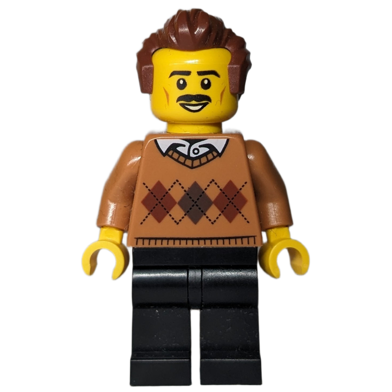 Lego Medium Nougat Torso, Black Legs, Reddish Brown Hair