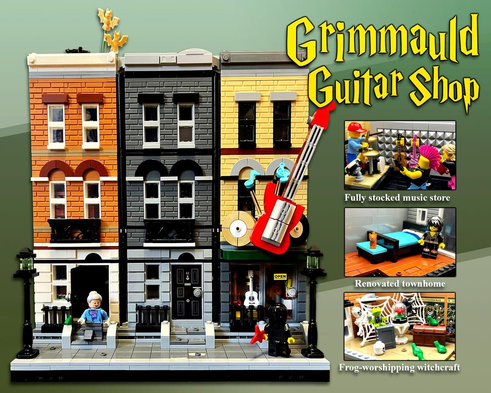 Lego Grimmauld Guitar Shop - Townhomes & Music Store