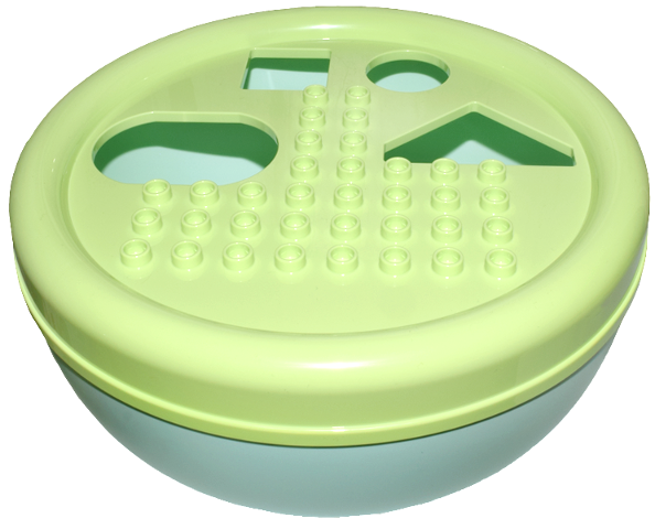 Lego Duplo Container Floating Bowl 14 x 14 x 4 1/2 with Yellowish Green Top with Shape Sorting Holes (80516 / 5898)