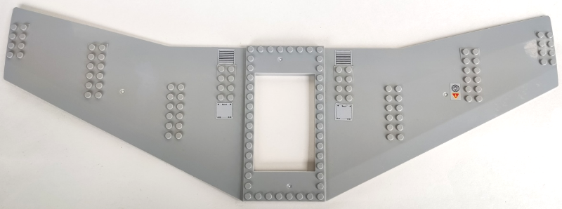 Lego Wing Plate 20 x 56 with 6 x 10 Cutout and No Holes with Vents and Filler Cap Pattern (Stickers) - Set 3182