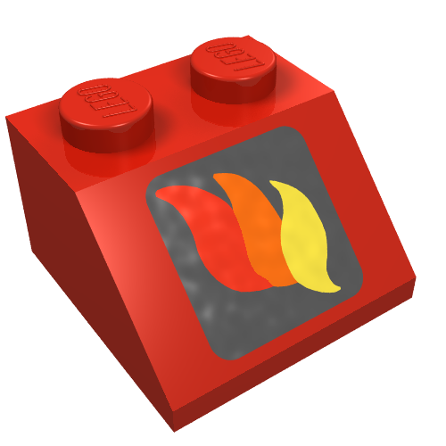 Lego Brick Sloped 45° 2 x 2 with Fire Logo Print / Red