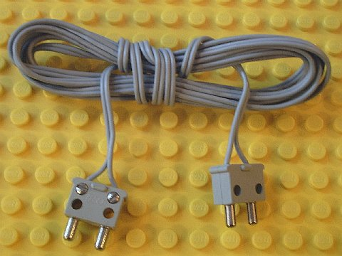 Lego Electric, Wire 12V / 4.5V with 2 Leads, 190 Studs Long with 2 Light Gray Electric, Connector, 2-Way Male Squared Narrow Long without Center Post