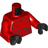 Lego Torso Armor, Praetorian Guard Print, Red Arms, Black Hands / Red