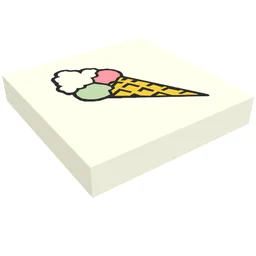 Tile 2 x 2 with Ice Cream Cone Print / White