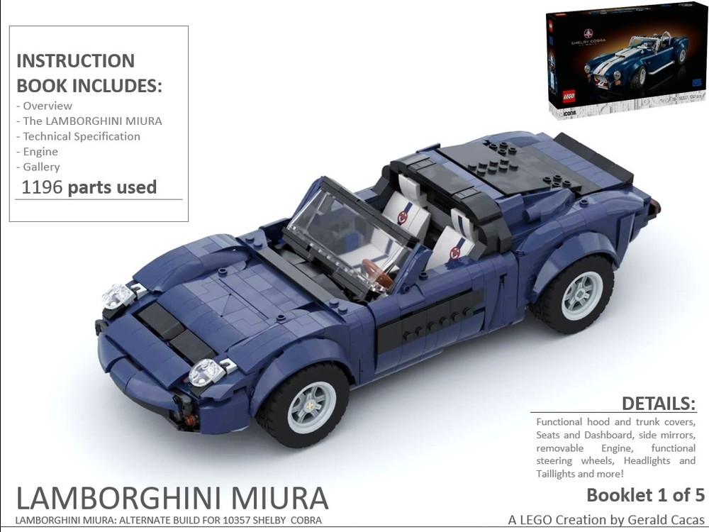 Lego Lamborghini Miura: Alternate Build for 10357 Shelby Cobra Lego Set