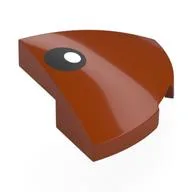 Brick Round Corner, Curved 2 x 2 x 2/3 Quarter Circle with Black Eye, White Pupil Print / Dark Orange