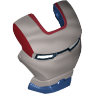 Lego Headwear Accessory Visor Top Hinge with Silver Face Shield, White Eyes and Dark Red Trim Print (Iron Patriot) / Dark Blue