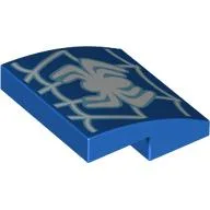 Brick Curved 2 x 2 x 2/3 with White Spider-Man Logo Print / Blue
