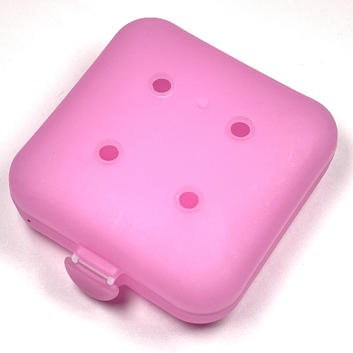 Lego Clikits Container Box, Square with 2 x 2 Holes Arrangement - Hinged / Trans-Pink