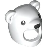 Lego Costume / Mask, Bear, Face Opening with Black Eyes Print / White