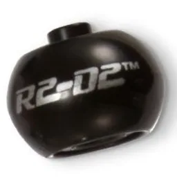 Pen Bead, Round Orb with Silver 'R2-D2' Print / Black