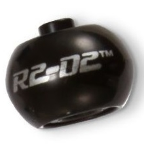 Lego Pen Bead, Round Orb with Silver 'R2-D2' Print / Black