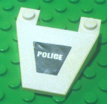 Lego Wedge 4 x 4 Taper without Stud Notches with White 'POLICE' on Black Background Pattern (Sticker) - Set 7237