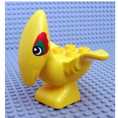 Lego Duplo Dinosaur Pteranodon Adult with Green and Red Around Eyes Print / Yellow