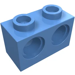 Technic Brick 1 x 2 [2 Pin Holes] / Medium Blue