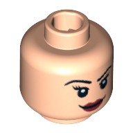 Lego Minifig Head Wonder Woman, Eyelashes and Red Lips, Smile / Angry Print / Light Nougat
