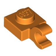 Lego Plate Special 1 x 1 with Clip Horizontal [Thick Open O Clip] / Orange