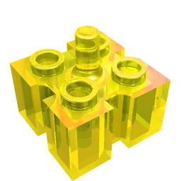 Brick Special 2 x 2 with Grooves and Top Peg / Trans-Yellow