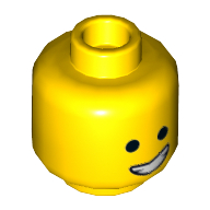 Lego Minifig Head Emmet, Dual Sided, Open Smile with Teeth / Eyebrows, Scared with Dimples Print [Hollow Stud] / Yellow