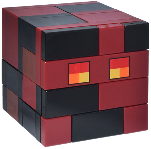 Lego Minecraft Magma Cube, Large (Black, Dark Red, and Reddish Brown Exterior, Light Bluish Gray Technic, Pin 3L) - Brick Built