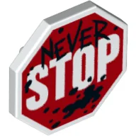 Shield Octagonal, 2 x 2 Stop Sign with 'Never' Graffiti Print / White