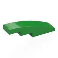 Brick Curved 4 x 1 No Studs [Stud Holder with Symmetric Ridges] / Bright Green