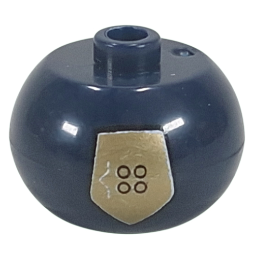 Lego Pen Bead, Round Orb with Gold Police Badge Print / Dark Blue