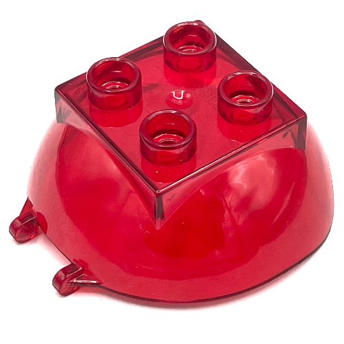 Lego Duplo Ball Tube Cover, Hinged Top / Trans-Red