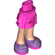 Lego Minidoll Hips and Layered Skirt with Light Nougat Legs, Lavender Shoes, Dark Pink Sools / Dark Pink