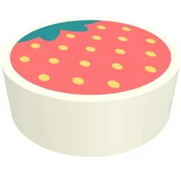 Tile Round 1 x 1 with Strawberry Print / White