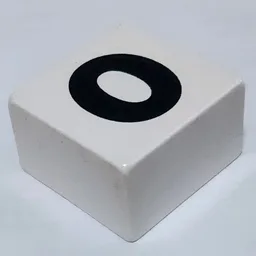 Duplo Tile 2 x 2 x 1 with '0' Print / White