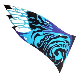 Wing, Left, Banshee, Large, Black and Dark Azure Scales, Dark Purple Trim Print / Trans-Clear