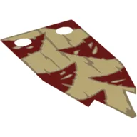 Banner 23 x 52.5 with Tattered Edges and Dark Red Triangles Print / Tan