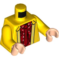 Torso, Jacket, Open over Red Hawaiian Shirt and Tie Print, Yellow Arms, Light Nougat Hands