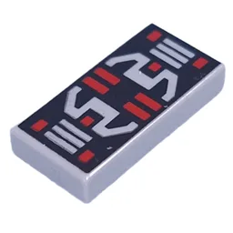 Tile 1 x 2 with Black Panel, Light Bluish Grey/Red Controls Print / Light Bluish Gray