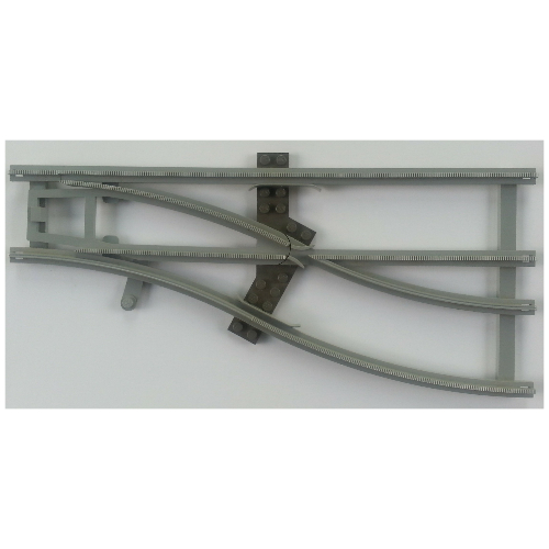 Lego Vehicle Track, Train, 4.5V Switch Point Right with Dark Gray Ties / Light Gray