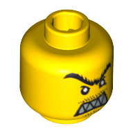 Lego Minifig Head Break Jaw, Unibrow, Moustache and Pointed Teeth Print / Yellow