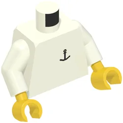Torso, Boat Anchor Logo Print, White Arms, Yellow Hands