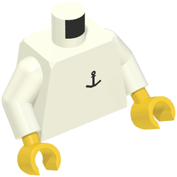 Lego Torso Boat Anchor Logo Print, White Arms, Yellow Hands / White